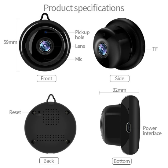 Mini okrugla wifi ip kamera 1080p